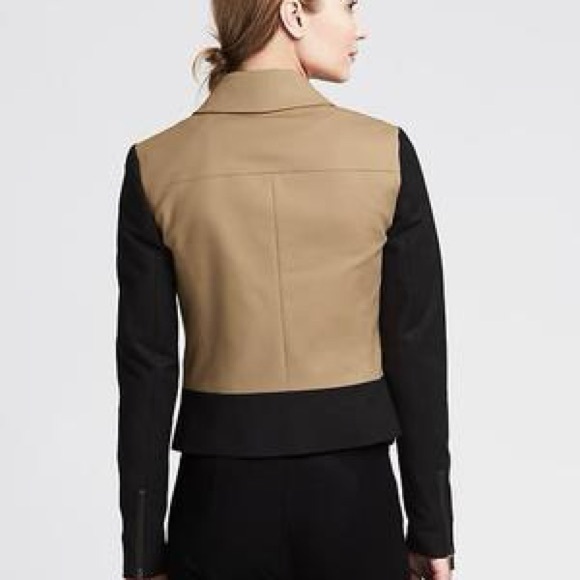 Banana Republic Black and Tan Color block Contrast Moto Jacket Blazer Like New - Picture 2 of 9